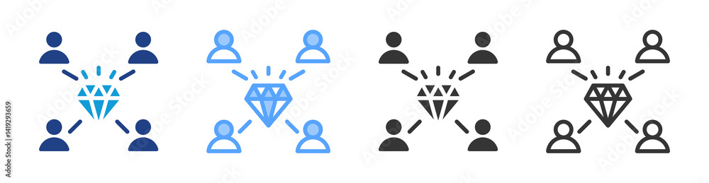 Poster Value Network icon set multiple style collection