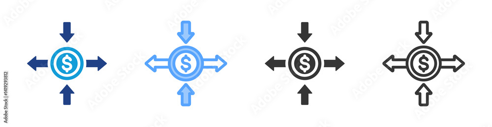 Poster Cash Flow icon set multiple style collection
