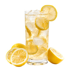 Lemon sour highball lemon soda Isolated White Background