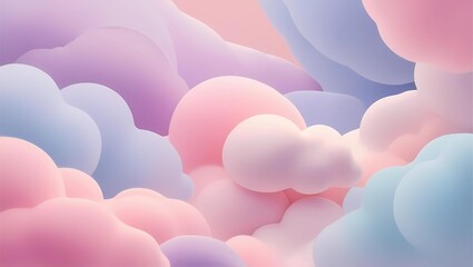 Dreamy abstract art wallpaper, featuring soft cloud-like textures blending pastel pink, lavender, and baby blue hues, with a calming, ethereal vibe.