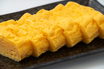 美味しそうなだし巻き玉子のアップ