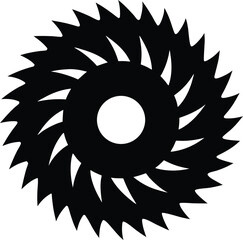Circular Saw Blade Silhouette Vector - Sharp Tool Icon Graphic
