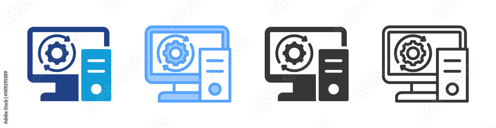 Fototapete system icon set multiple style collection
