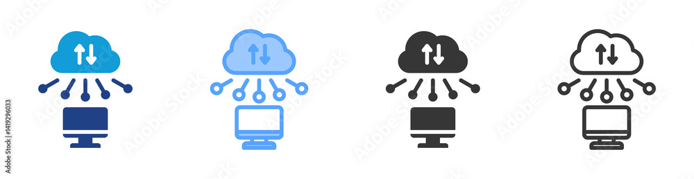Poster Cloud Computing icon set multiple style collection