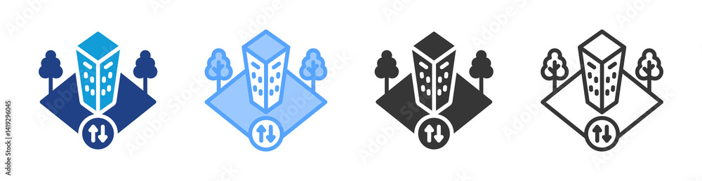 Poster Building icon set multiple style collection