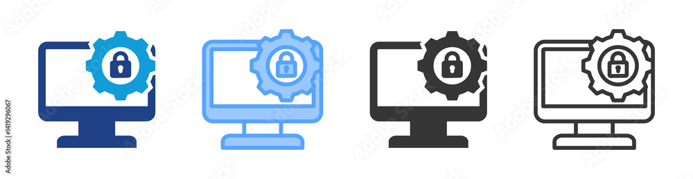 Aufkleber Information Security icon set multiple style collection