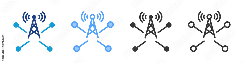 Poster Telecomunication Network icon set multiple style collection