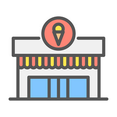 ice cream shop filled outline icon. ice cream color line illustration.