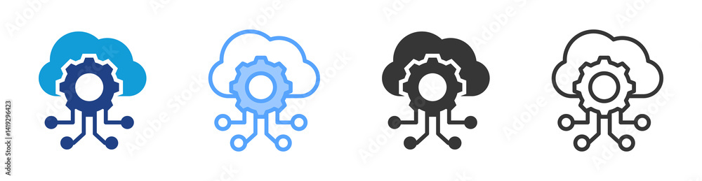 Poster Virtualization icon set multiple style collection