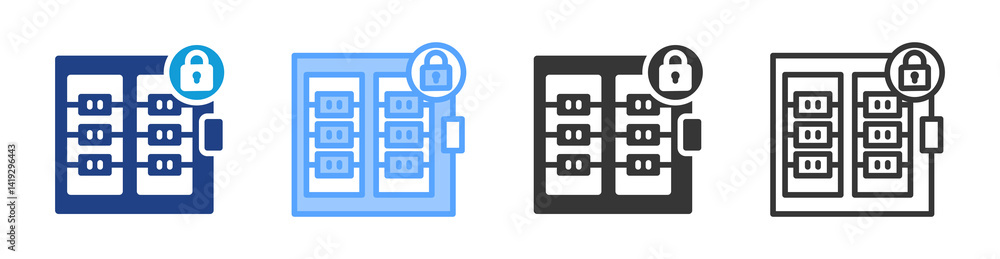 Poster Server Room icon set multiple style collection