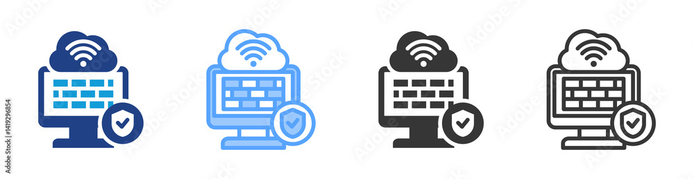 Poster Firewall icon set multiple style collection