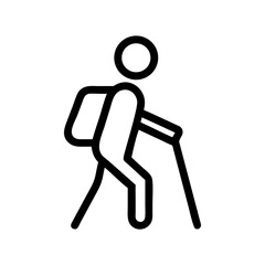 hiking vector icon for outdoor adventure branding, travel guides, and nature exploration platforms
