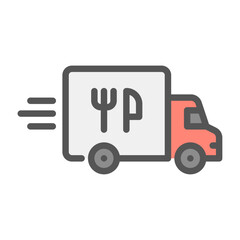 food truck delivery filled outline icon. food truck color line illustration.