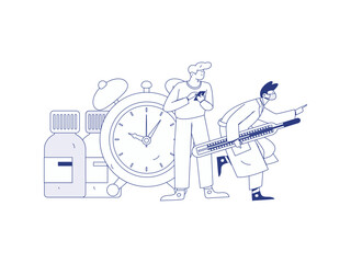 Medical characters fighting the epidemic flat vector concept operation hand drawn illustration
