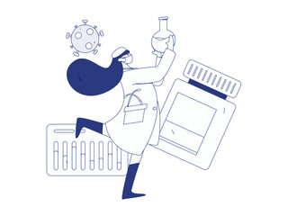 Medical characters fighting the epidemic flat vector concept operation hand drawn illustration
