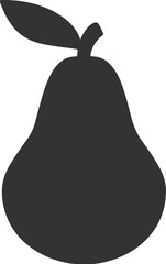 Pear Fruit Icon – Simple Black Silhouette of Pear with Leaf for Food and Nutrition Design Projects
