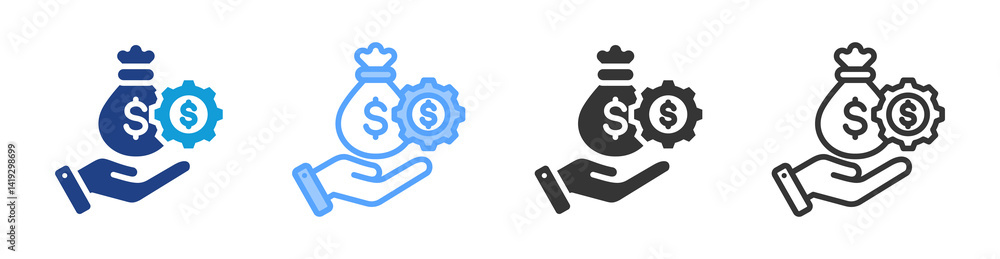 Poster wages icon set multiple style collection