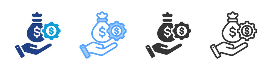 Wages icon set multiple style collection