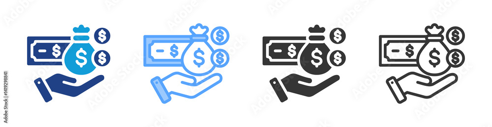 Aufkleber remuneration icon set multiple style collection