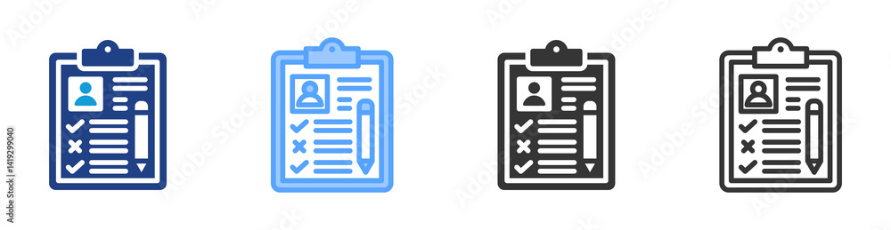 Poster assesment icon set multiple style collection