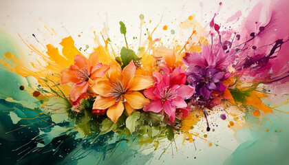 Vibrant Watercolor Flower Explosion A Burst of Colorful Blooms