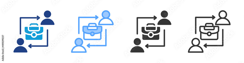 Poster Employee Turnover icon set multiple style collection