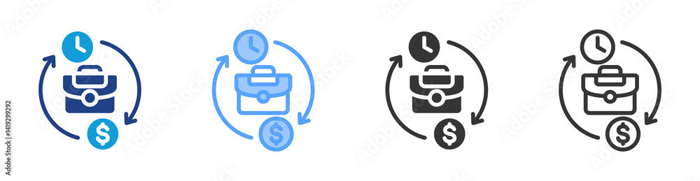 Poster Part Time Job icon set multiple style collection
