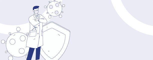 Medical characters fighting the epidemic flat vector concept operation hand drawn illustration
