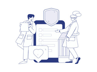 Medical characters fighting the epidemic flat vector concept operation hand drawn illustration
