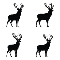 Majestic Deer Silhouette Icon Set