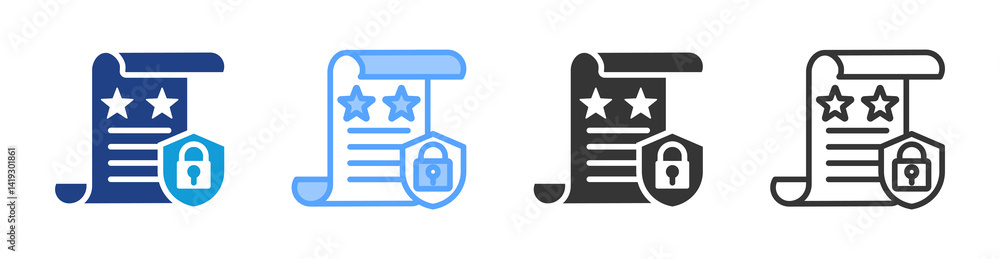 Poster regulatory body icon set multiple style collection