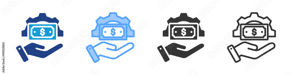 Poster financial service icon set multiple style collection