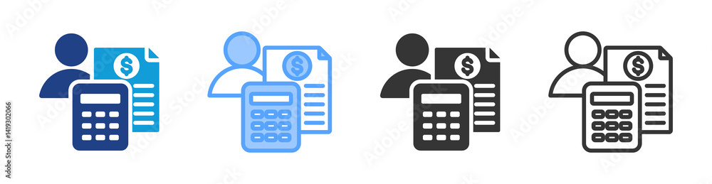 Poster Accountant icon set multiple style collection