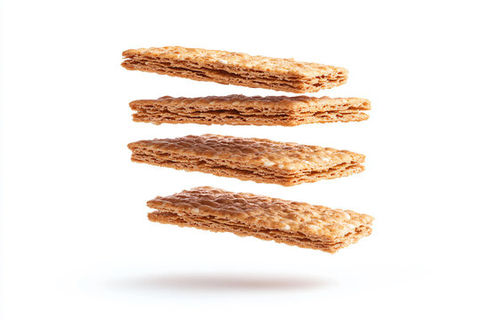 a stack of crackers falling into the air