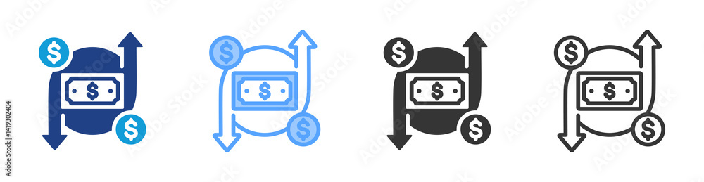 Poster Cash Flow icon set multiple style collection
