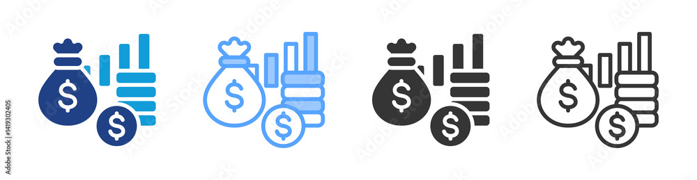 Poster wealth management icon set multiple style collection