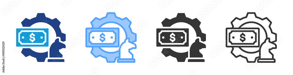 Poster strategy icon set multiple style collection