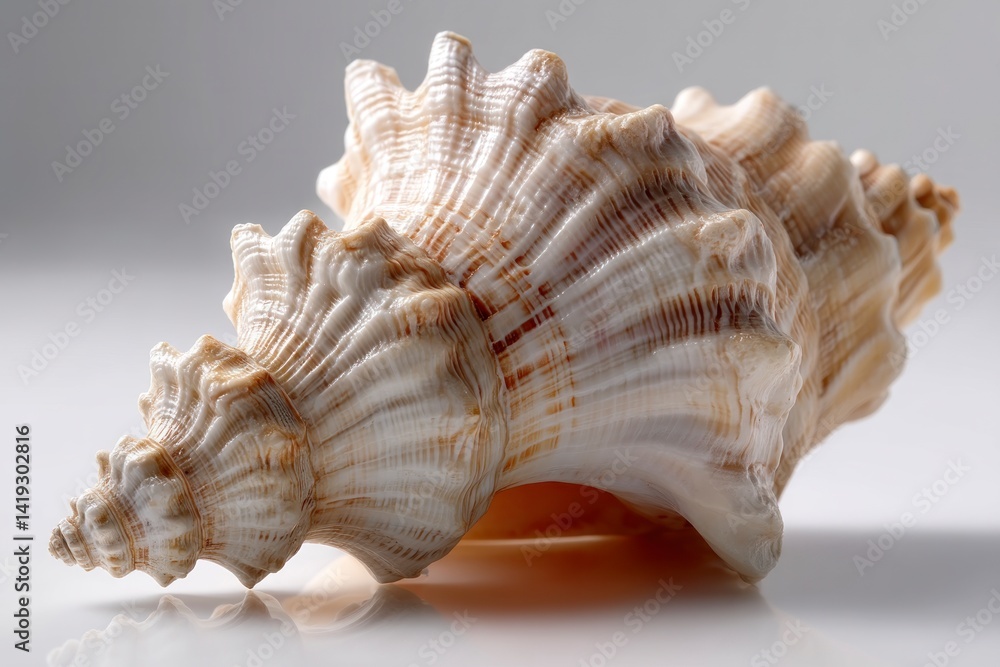 Poster close up studio shot of a seashell showing spiral texture