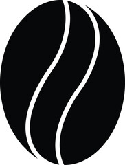 Coffee Bean Icon Silhouette Vector - Minimal Black Cafe Symbol