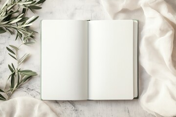 Softcover Vow Journal Mockup with Olive Branch Decor  