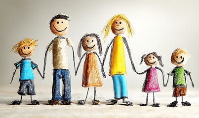 Happy Family Pixel Art Illustration