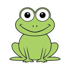 Cute Smiling Green Frog Cartoon Vector Illustration