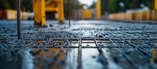 Naklejka premium Concrete Pouring with Reinforcement