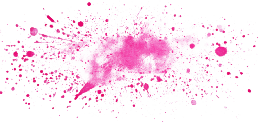 Vibrant abstract pink ink splatter with halftone dots creating a striking visual texture