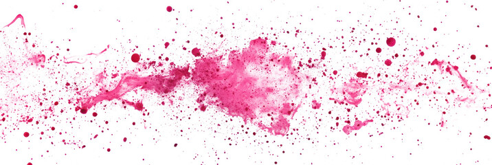 Vibrant pink ink splatter creating an energetic abstract design on a white background