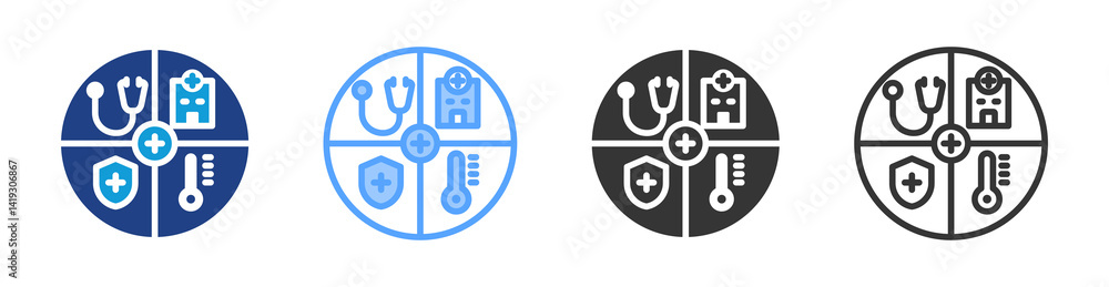 Poster Healthcare System icon set multiple style collection