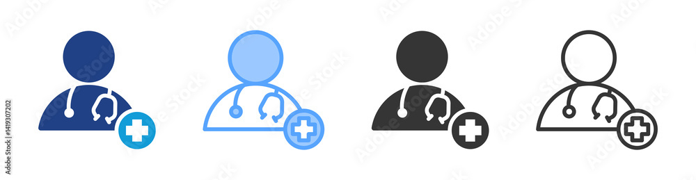 Poster Doctors icon set multiple style collection