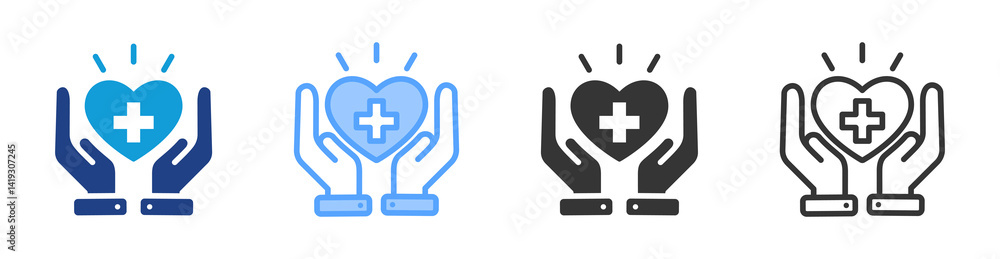 Poster charity event icon set multiple style collection