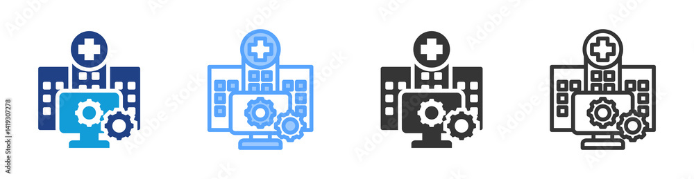 Aufkleber hospital information system icon set multiple style collection