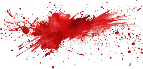 Vibrant abstract red ink splatter with halftone dots showcasing dynamic artistic expression